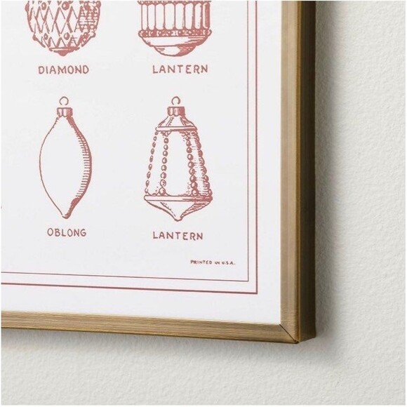 Hearth & Hand 7" x 7" Metal Framed Ornaments Print Wall Art Christmas Tree NWT - Picture 6 of 7